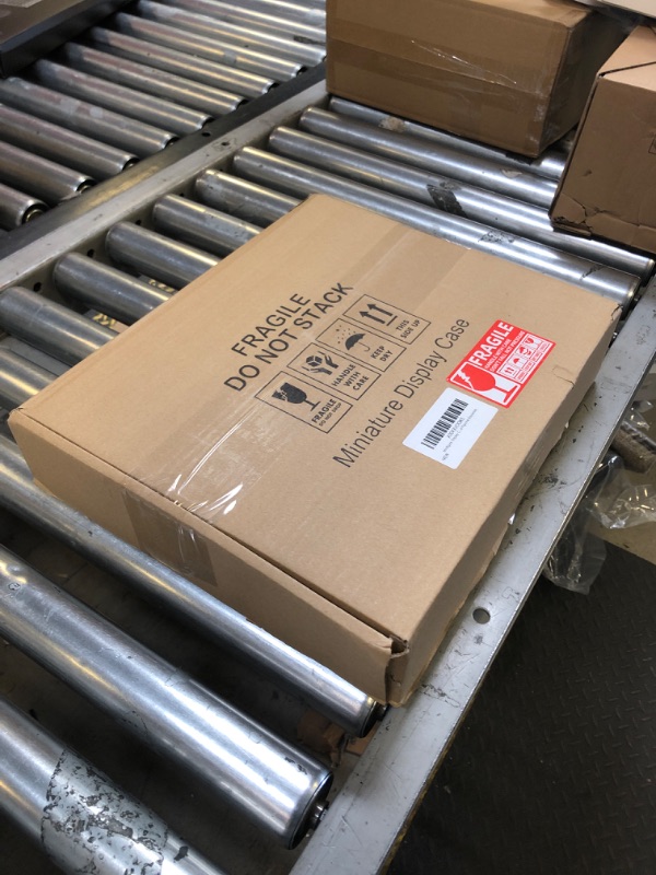 Photo 1 of Minifigure Display Case 11X14 Inch with LED, Figures Building Block Toy Wooden Shadow Box with 98% UV Protected Acrylic Glass Door for Collecting Miniature Figurine Souvenirs