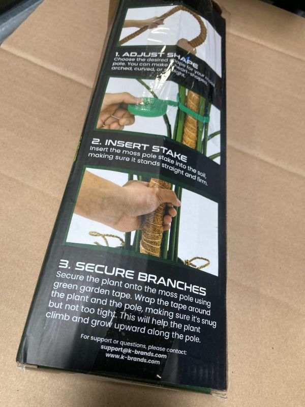 Photo 1 of K-Brands 48'' Bendable Moss Pole Monstera Plant Support - Coconut Palm Fiber - Brown - Rectangular - Climbing Plant Support Structure