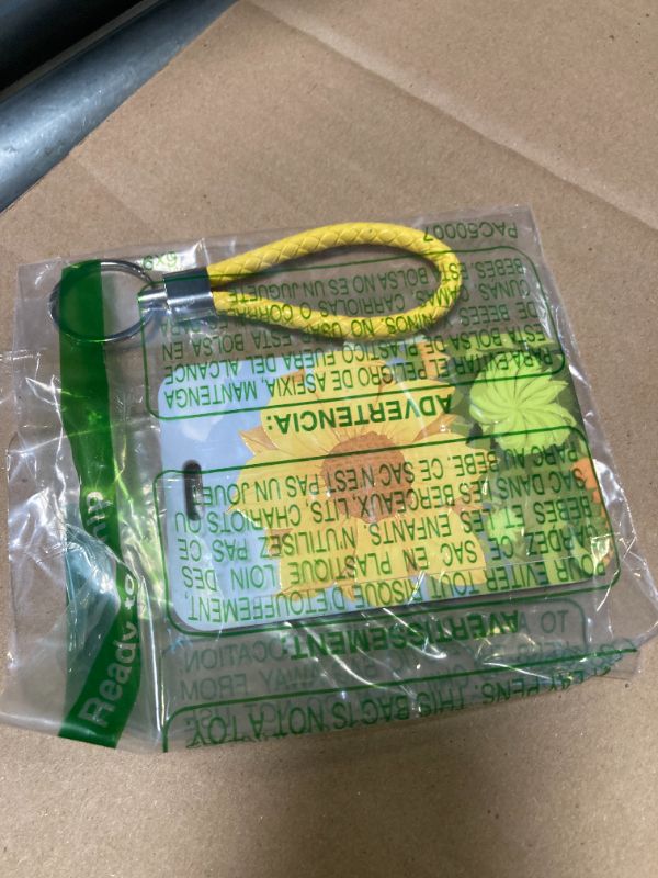 Photo 1 of SHININGEYES ID Card Badge Holder Key Chain with Metal Keyring, Plastic Slide Open with ID Window for Women Men Girls Students,Sunflower Bluesky