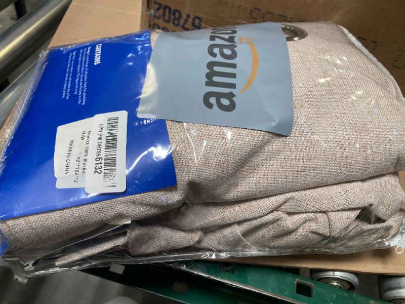 Photo 1 of MIULEE 100% Blackout Linen Textured Curtains for Bedroom 102 Inches Extra Long Thermal Insulated Natural Beige Grommet Room Darkening Curtains & Drapes Luxury for Living Room Nursery (2 Panels)