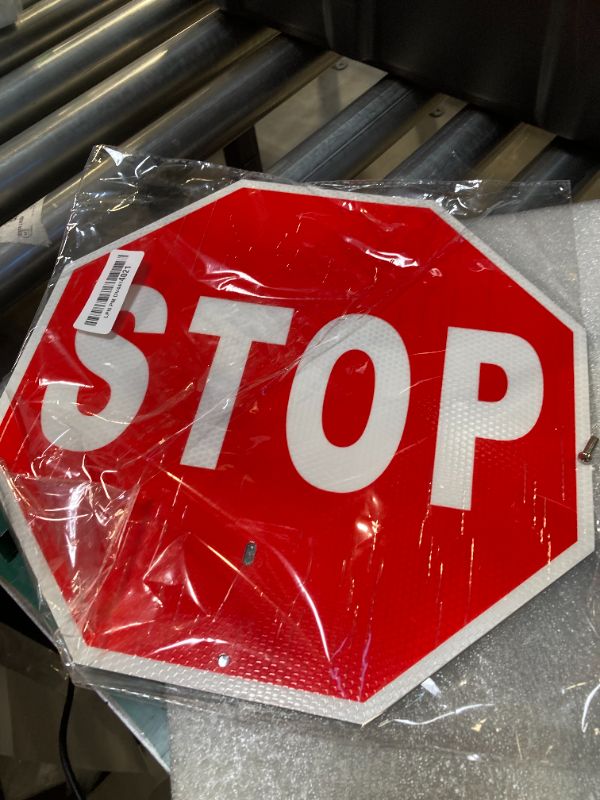 Photo 1 of 1pc--Stop Slow Sign, Double Sided Street Slow Warning Reflective Signs, 13x13 inch  ---missing handle