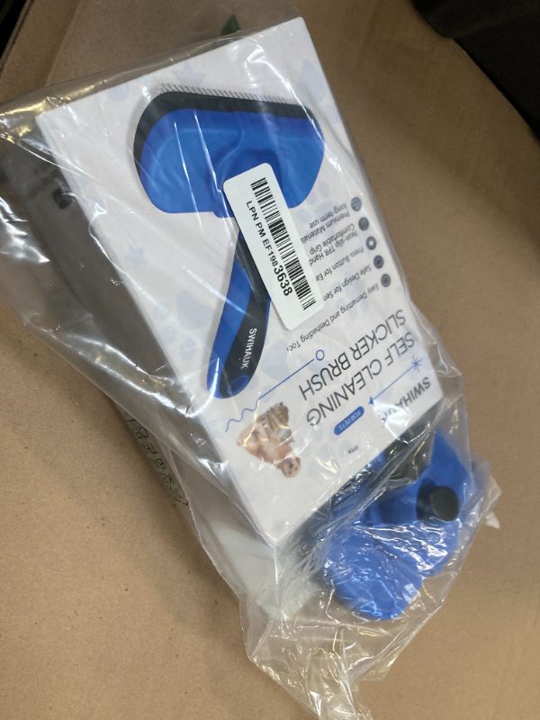 Photo 1 of Swihauk Self Cleaning Slicker Brush - Skin Friendly Deshedding Grooming Tool for Dogs & Cats, Suitable for Shedding & Haired Pets, with Pet Supplies Accessories, Blue