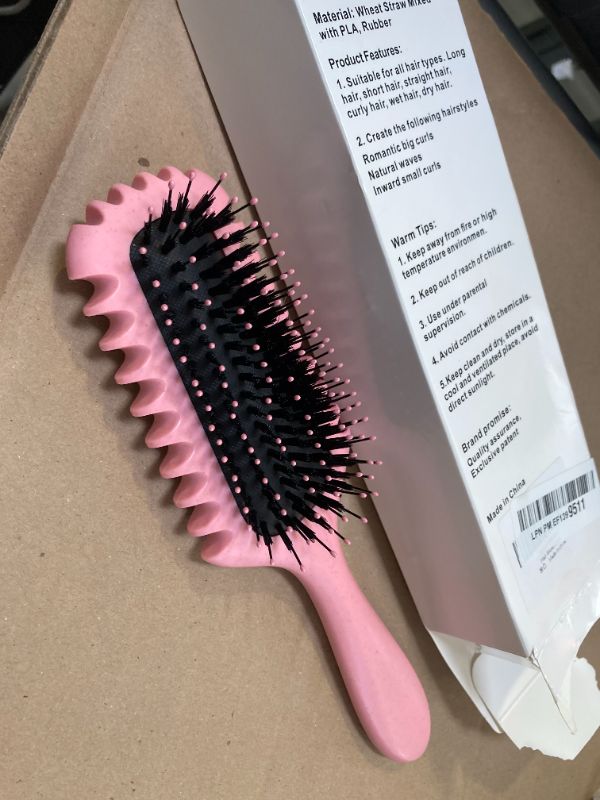 Photo 1 of Curl Defining Brush 2025 Upgrade Curl Hair Brush Gifts for Women and Men – Shape, Volume Brush and Detangle Curly Hair Styling with Reduced Pulling Pink