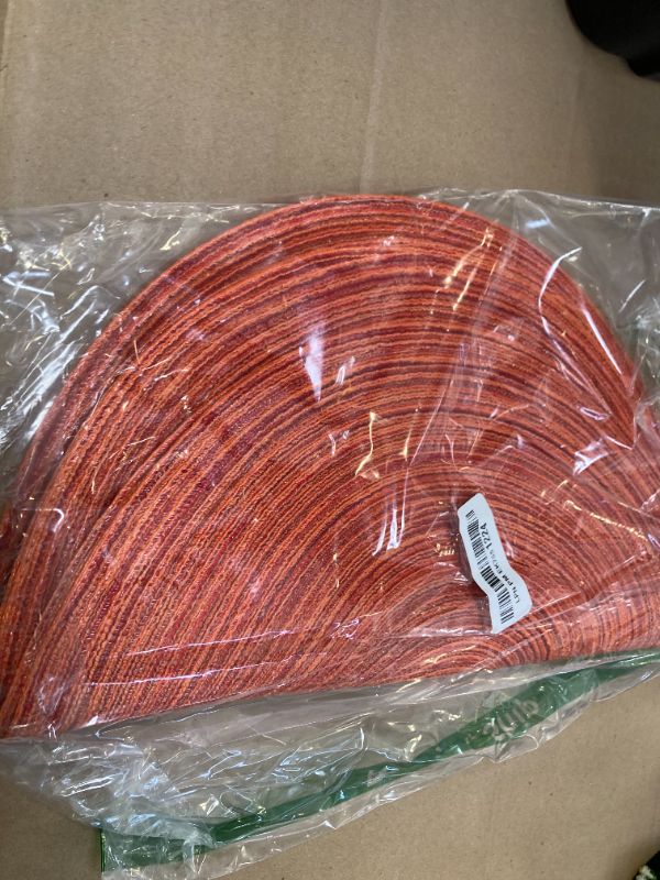 Photo 1 of AHHFSMEI Round Braided Placemats Set of 4 Round Table Mats for Dining Tables Natural Woven Heat Resistant Place mats 15 Inch(Orange)