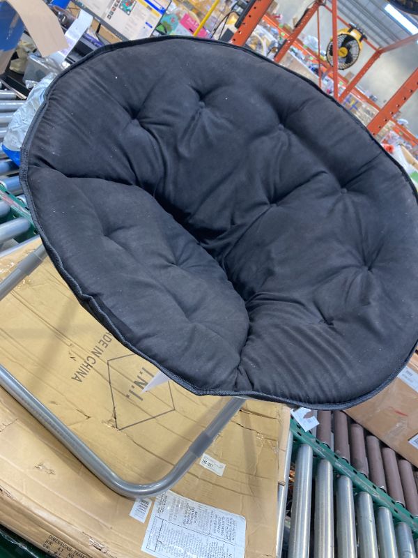 Photo 1 of Urban Lifestyle Microsuede Foldable Saucer Chair, Black 27D x 32W x 29.5H in