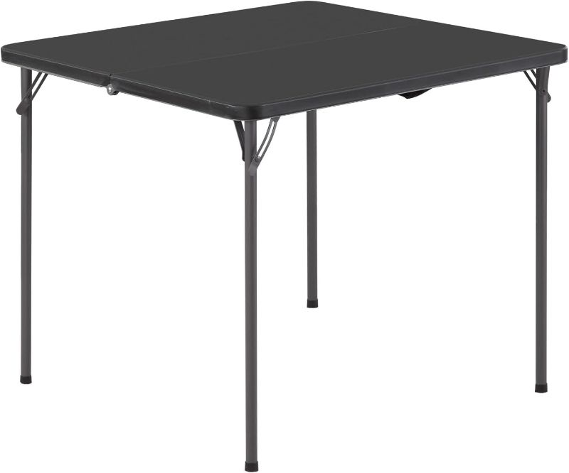 Photo 1 of 34" Folding Table, Portable Square Folding Card Table with Collapsible Legs & Carrying Handle, Plastic Tables for Camping,Picnic, Office, Party, Black
