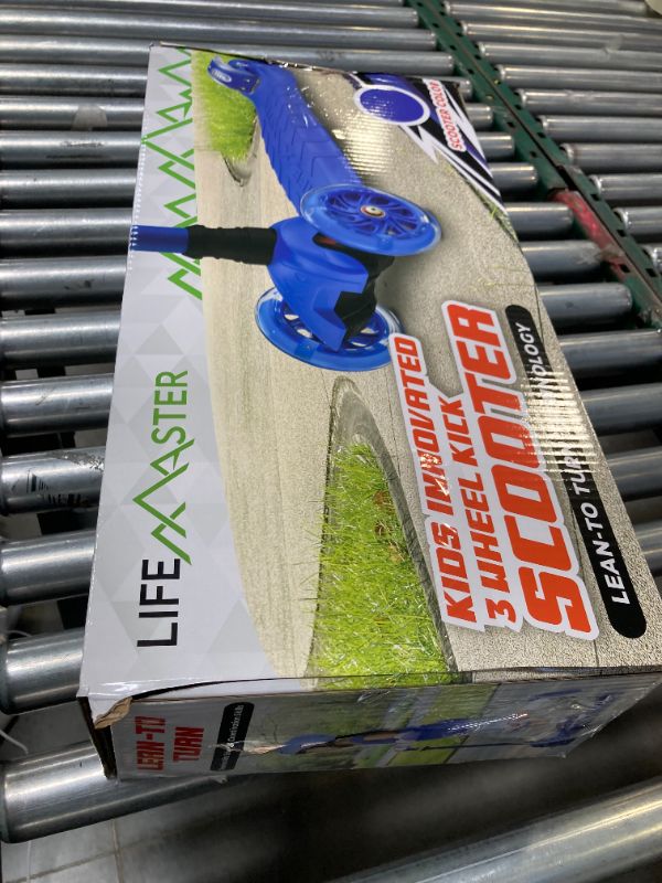 Photo 1 of Lifemaster Kids Scooter – Children and Toddler 3 Wheel Kick Scooter – LED Wheel Lights Illuminate When Rolling– Adjustable Handlebar – Indoor and Outdoor Blue