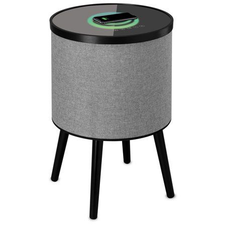 Photo 1 of DecorTech Round Bluetooth Speaker End Table with Wireless Charging Gray