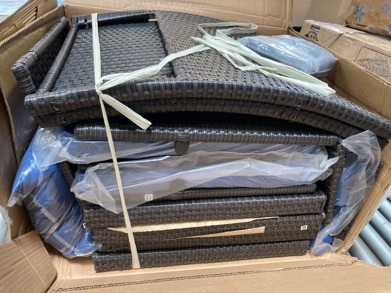 Photo 1 of Costway 3PCS Patio Rattan Furniture Set Cushioned Conversation Set Coffee Table Navy
