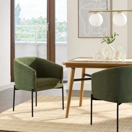 Photo 1 of Better Homes & Gardens Wyatt Velvet Dining Chairs Olive 2 Pack Chair.Assembled size: 22.5 (D) x 31 (H) x 25.5 (W).