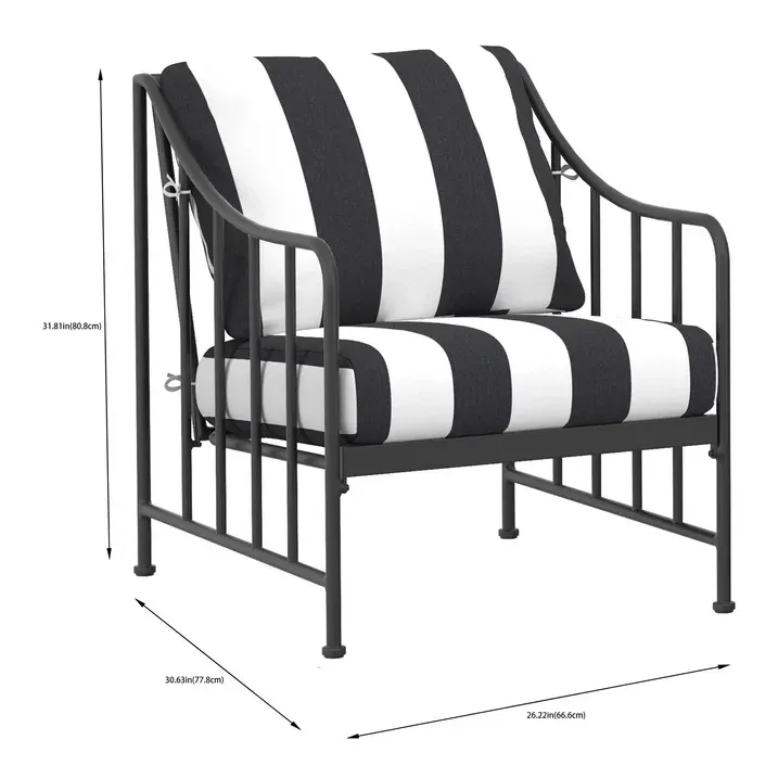 Photo 1 of Better Homes & Gardens Aubrey 3-Piece Outdoor Steel Stationary Chat Set Stripe Color Cushion
