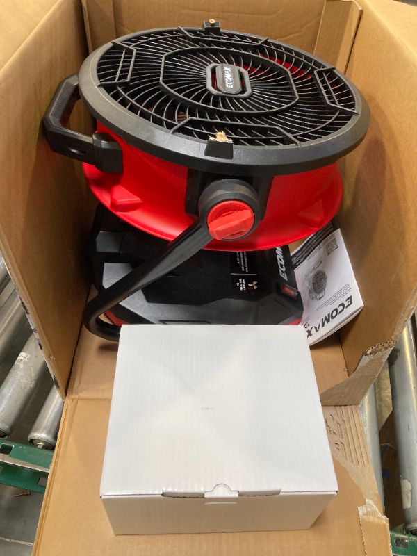 Photo 1 of ECOMAX 12-Inch AC/DC Bucket Top Misting Fan, 20V Lithium-Ion, 2-Speed with 135° Pivot Head, 2Ah Battery