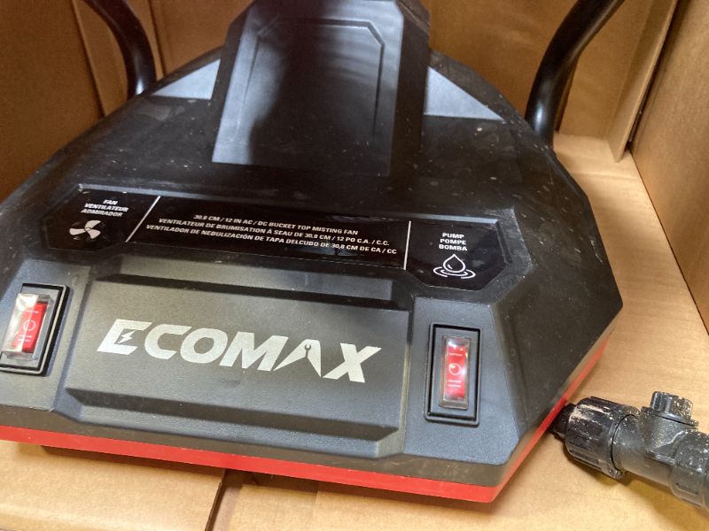 Photo 1 of ECOMAX 12-Inch AC/DC Bucket Top Misting Fan, 20V Lithium-Ion, 2-Speed with 135° Pivot Head, 2Ah Battery