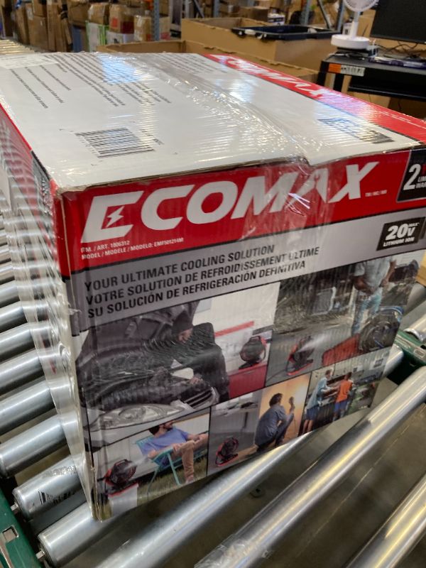 Photo 1 of ECOMAX 12-Inch AC/DC Bucket Top Misting Fan, 20V Lithium-Ion, 2-Speed with 135° Pivot Head, 2Ah Battery