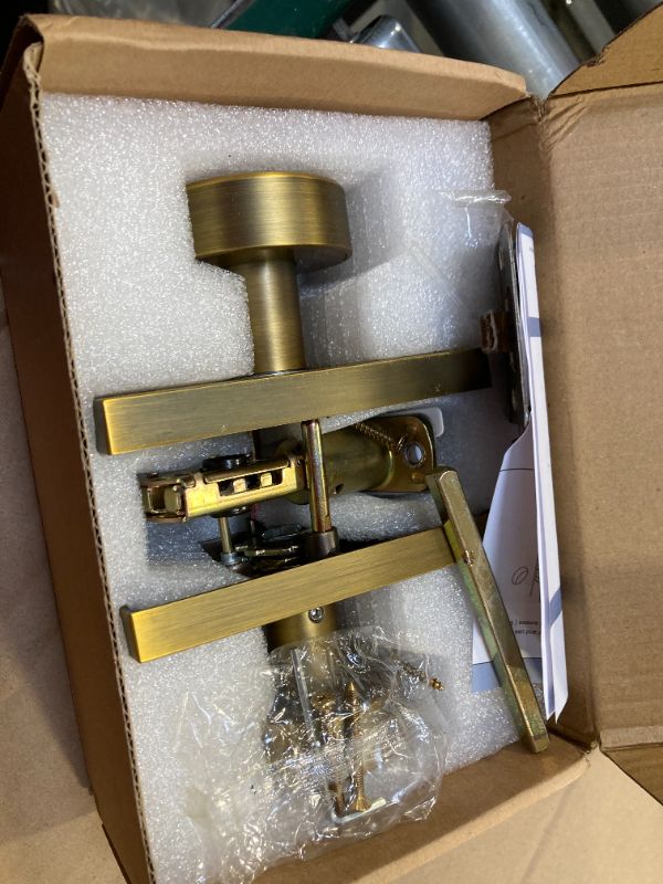 Photo 1 of HIEMEY Antique Brass Door Knobs Interior with Lock, Modern Vintage Privacy Antique Door Knobs Door Handles for Bathroom Bedroom Rectangle