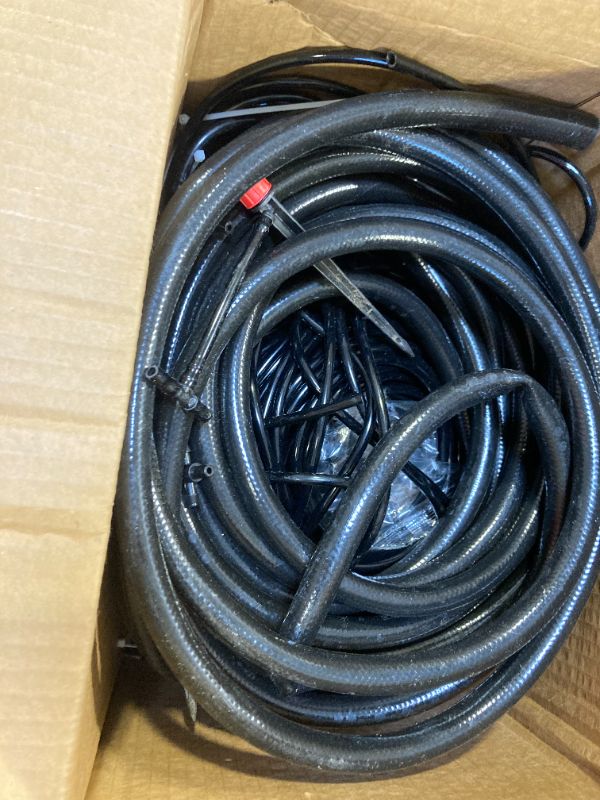 Photo 1 of   Drip Irrigation Kit- Quick Connector Garden Watering System- Irrigation System Patio Misting Plant Watering System -1/4 inch 1/2 inch Irrigation Tubing Hose Adjustable Nozzle