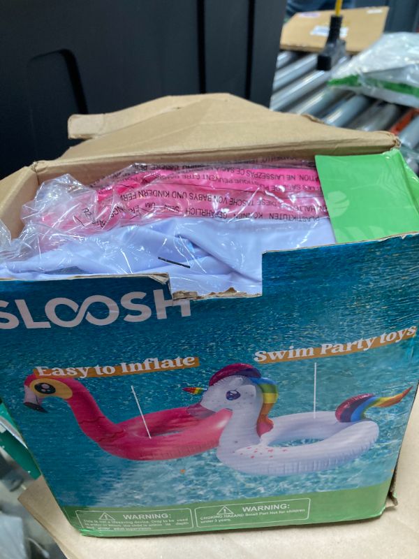 Photo 1 of JOYIN 2-Pack Flamingo Unicorn Pool Float - Fun Floaties Inflatable Swimming Pool Tubes Toys Party Decorations, Summer Vacation Lake Beach Floaty Swim Rings Raft Lounger for Adults & Kids