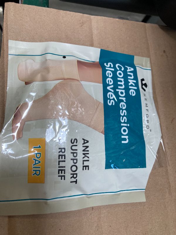 Photo 1 of KEMFORD Ankle Compression Sleeve - Plantar Fasciitis Braces - Open Toe Compression Socks for Swelling, Sprain, Neuropathy, Foot Arch Support for Men and Women - 20-30mmhg, M, Beige