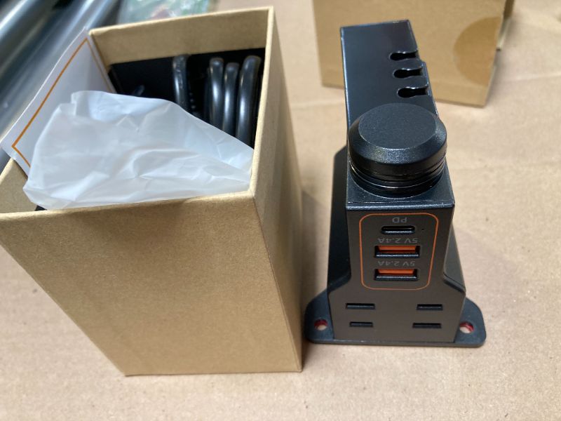 Photo 1 of ALACOO Headset Holder for Desk, Dual Headphone Stand, PC Gaming Headphones Hanger Hook Under Desk with (QC3.0) 3 USB Charging Station & 2 AC Outlet(800W) for All Earphone Accessories Gamer Gift