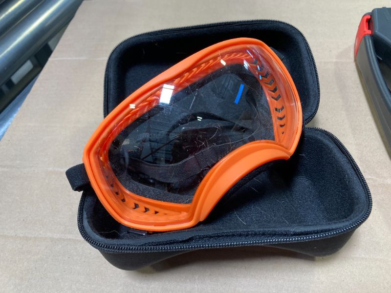 Photo 1 of PETLESO Dog Goggles for Large Breed, Clear Dog Sunglasses Medium Large Breed Wide View Dog Eye Protection with Adjustable Straps for Driving Riding Hiking, Orange