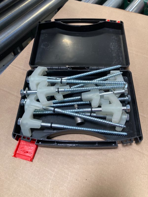Photo 1 of 8Pack Tent Stakes Heavy Duty - 8" Ground Anchors Screw in - Camping Stakes with Grow in The Dark Heads - Metal Threaded Tent Spikes with Hex Head Driver and Storage Box