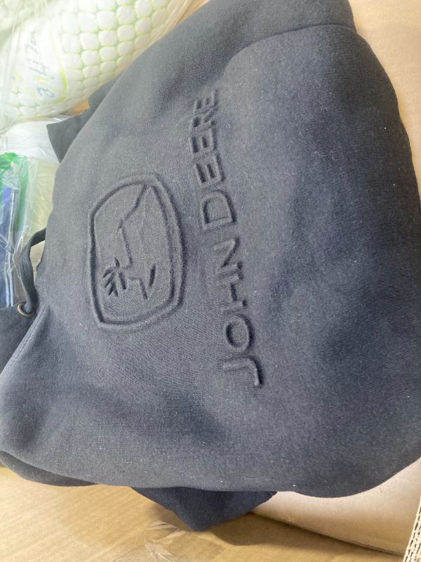 Photo 1 of John Deere Embossed Current Logo Mens Hooded Sweatshirt Pullover Hoodie-Black-Xxl