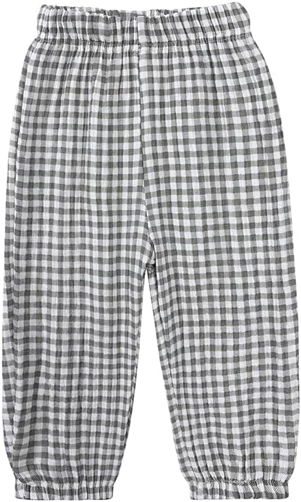 Photo 1 of 8/10 Years MYGBCPJS Boys Girls Cotton Linen Long Bloomers Graphic Printed Trousers Ankle Length Kids Thin Elastic Waist Pants