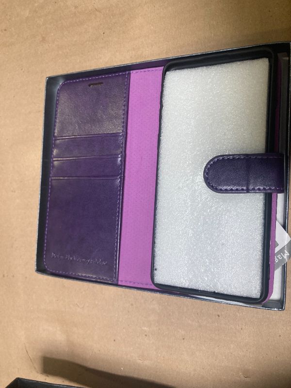 Photo 1 of MONASAY Wallet Case Compatible for Galaxy S10, [Included Screen Protector][RFID Blocking] Flip Folio Leather Cell Phone Cover with Credit Card Holder,6.1 inch, Purple