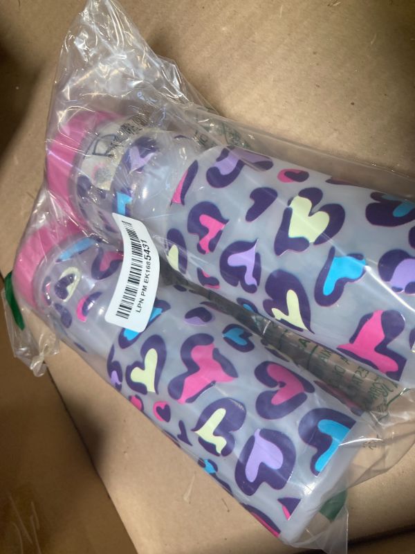 Photo 1 of 50 Strong 22oz Kids Basketball Sports Squeeze Water Bottle – BPA-Free with Pull Top Cap – Durable & Reusable for School, Boys & Girls – Made in USA (Leopard Hearts 2-Pack)