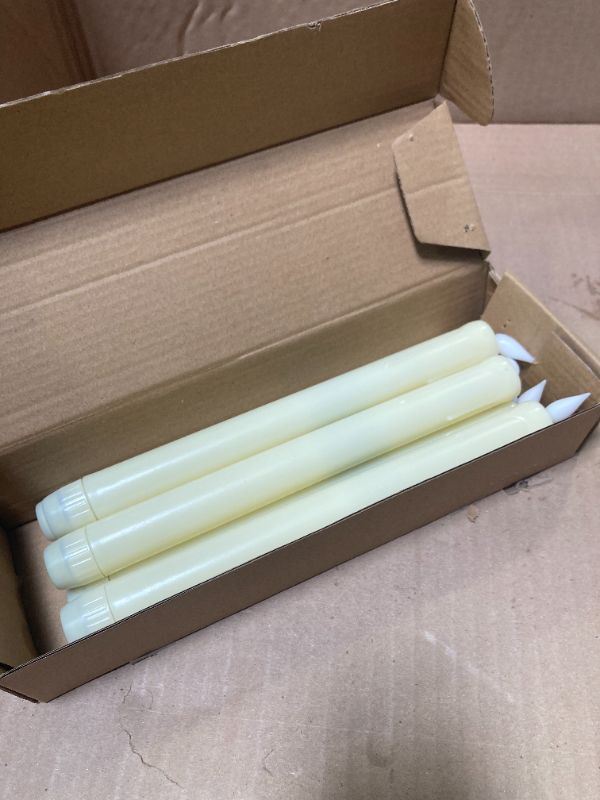 Photo 1 of Homemory 6 Pcs Flameless Taper Candles with Remote, Timer, Dimmer, Ivory Battery Operated CandleSticks with Flickering Light, Plastic Led Window Candles, 9.6 Inches for Halloween Christmas Decoration