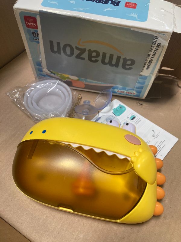 Photo 1 of Lehoo Castle Baby Bath Toys, Dinosaur Bath Bubble Machine, Bath Toys for Kids Ages 1-3, Automatic Bathtub Toys Bubble Maker Gifts for Boys Girls, Yellow