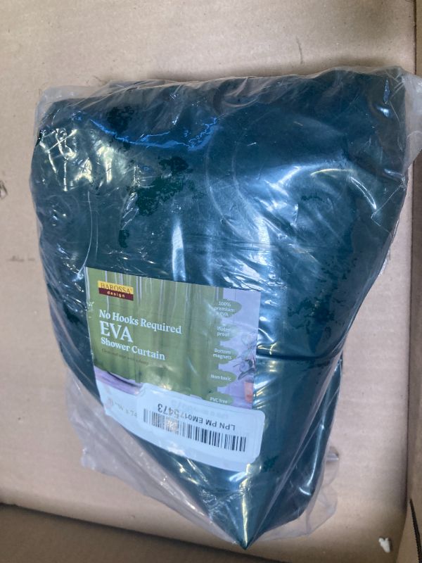 Photo 1 of Barossa Design No Hook Clear Green Shower Curtain or Liner - Soft EVA 10G Extra Heavy Duty Shower Curtain with 3 Magnets for Bathroom, Standard Size 71" x 74", Clear Green