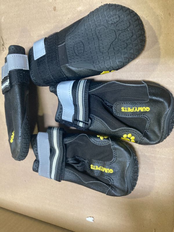 Photo 1 of QUMY Dog Shoes for Large Dogs, Medium Dog Boots & Paw Protectors for Winter Snowy Day, Summer Hot Pavement, Waterproof in Rainy Weather, Outdoor Walking, Indoor Hardfloors Anti Slip Sole Black Size 8