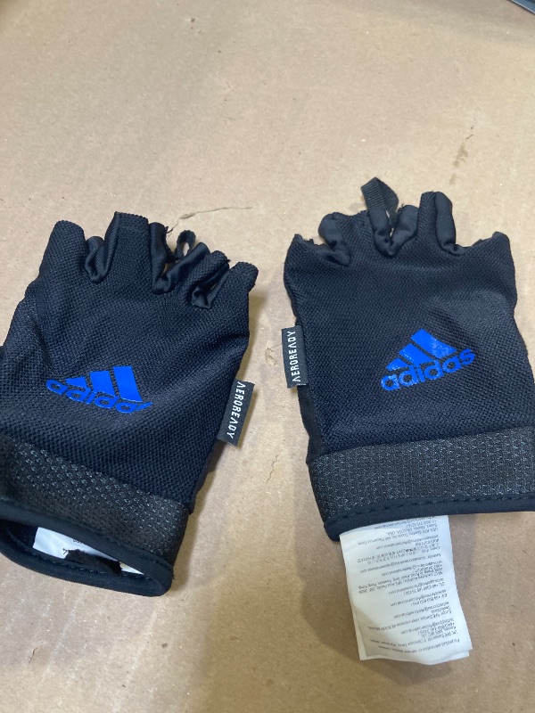 Photo 1 of adidas Essential Adjustable Gloves (Blue, Medium)