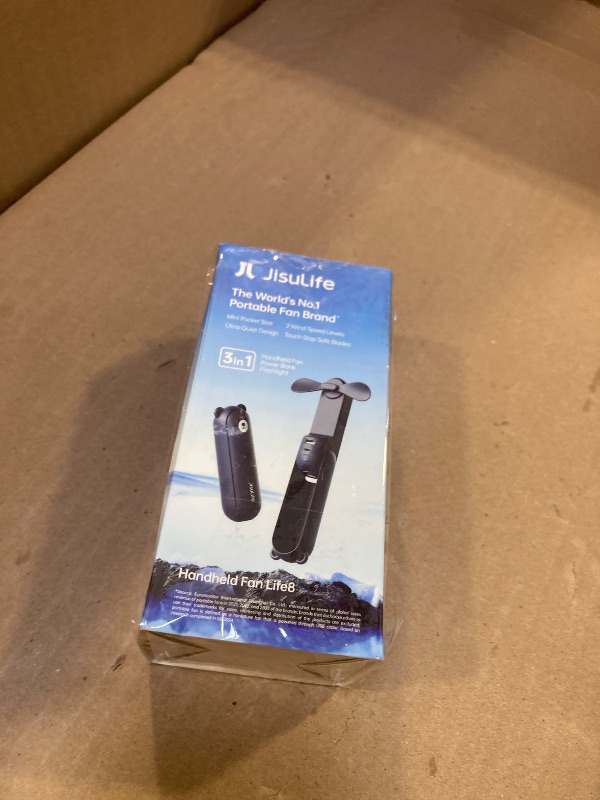 Photo 1 of JISULIFE Handheld Mini Fan, 3 IN 1 USB Rechargeable Portable Fan [12-19 Working Hours] with Power Bank, Flashlight, Pocket Design for Travel/Summer/Concerts/Lash, Gifts for Women (Dark Blue)