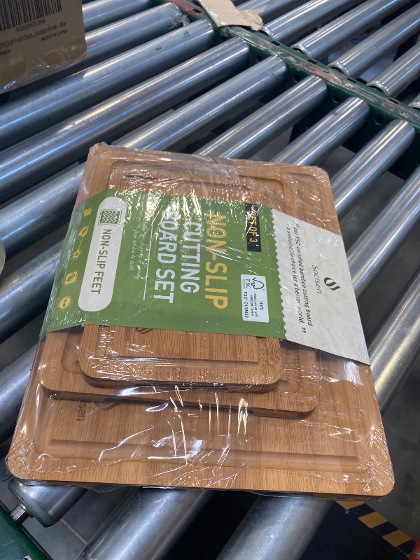 Photo 1 of 3 Packs Bamboo Cutting Board Set with Non Slip Feet and Over Sink Nice Solid Thick Wood Juice Groove Chopping Board Extra Large Big Small Best Hardwood Kitchen Counter Organic Vegetable