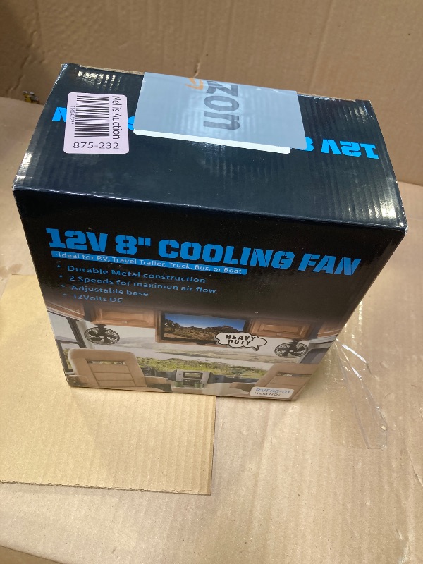 Photo 1 of Homdec 12V RV Cooling Fan with 2-Speed Switch, 8.75-Inch Heavy Duty Black Metal Fan 12Volts DC, use for Auto, Truck, RV, Car, Boat, and Buses