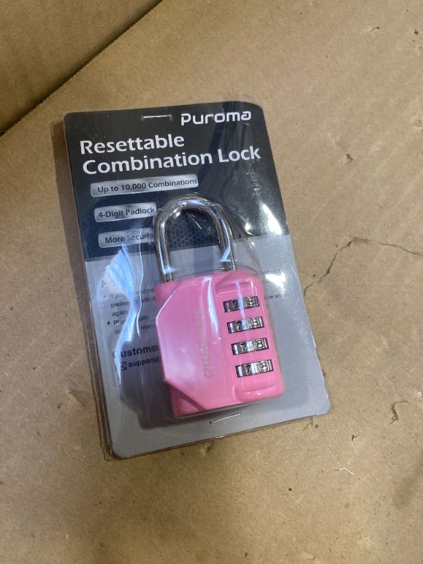 Photo 1 of Puroma 1 Pack Combination Lock for Locker 4 Digit Outdoor Waterproof Padlock for School, Gym, Sports, Fence, Toolbox, Gate, Case, Outdoor, Hasp Storage (Pink)