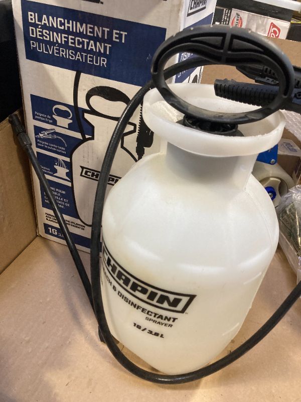 Photo 1 of Chapin 20075 Disinfectant Bleach Sprayer, 1 Gallon, Made in The USA, Adjustable Cone Nozzle, Compatible with Bleach Solutions and Fungicides, Translucent White