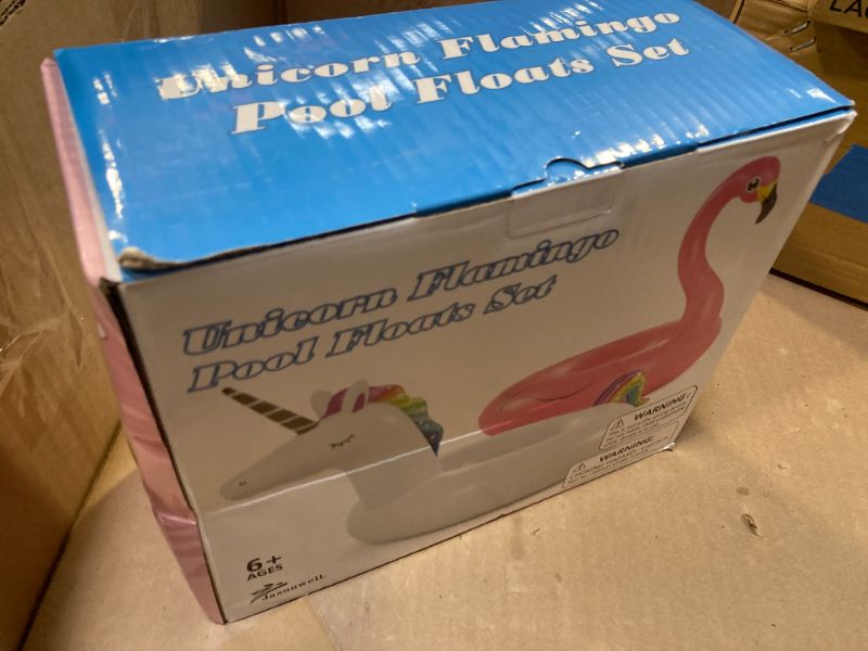 Photo 1 of Inflatable Unicorn Flamingo Pool Floats - Jasonwell 2 Pack Pool Floaties Inflatables Rafts for Swimming Pool Tubes for Floating Lake Beach Floaty Swim Rings Pool Party Toys for Adults Kids