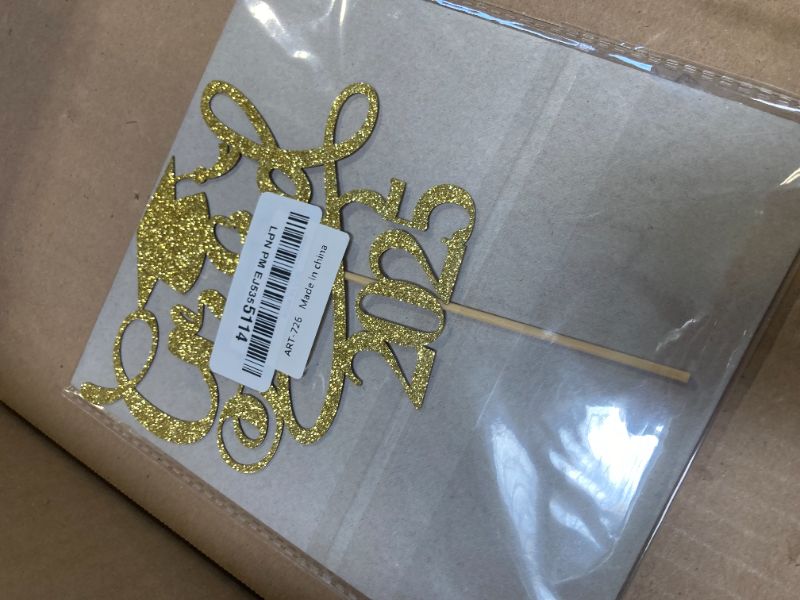 Photo 1 of Trelsan Gold Glitter Grad 2025 Cake Topper, 2025 Graduation Theme Party Cake Decorations Supplies, Graduation Party Decorations for High School College Graduatess (Grad 2025)