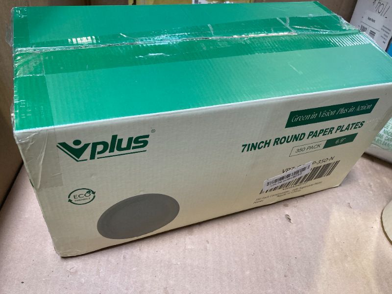 Photo 1 of Vplus 350 Pack Paper Plates 7 inch 100% Compostable, Heavy-Duty Disposable Paper Plates Bagasse Natural Biodegradable Eco-Friendly Sugarcane