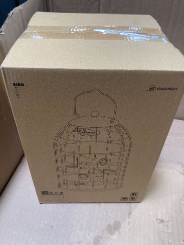 Photo 1 of Kingsyard Caged Bird Feeder for Outdoor Hanging - Upgraded Metal Bird Feeder for Small Birds, Detachable Tube Feeder with 4 Feeding Ports & Perches, Easy to Clean & Refill. Red