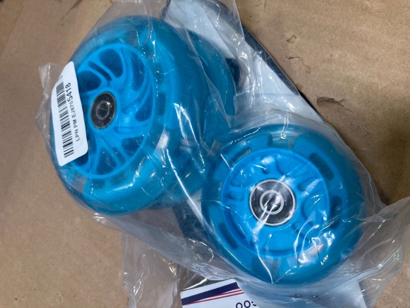 Photo 1 of Front 120mm & Rear 80mm Light-Up Flashing 3-Wheeled kid Scooter Replacement Wheels, Complete Wheels Set for 3-Wheeled Kid Push Scooter, Set of 4 (Blue)