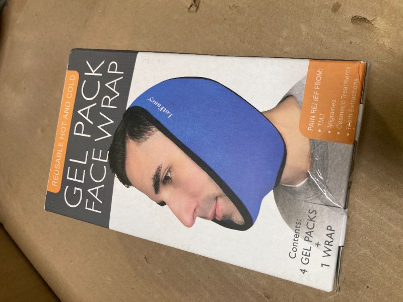 Photo 1 of LotFancy Face Ice Pack Wrap for TMJ, Wisdom Teeth, with 4 Reusable Hot Cold Therapy Gel Packs, Pain Relief for Head, Oral and Facial Surgery, Dental Implants, Blue