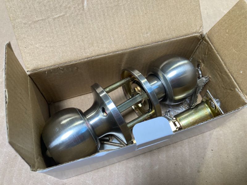 Photo 1 of BESTTEN Keyed Entry Door Knob with Lock, Interior and Exterior Door Lock, Standard Ball, Satin Nickel