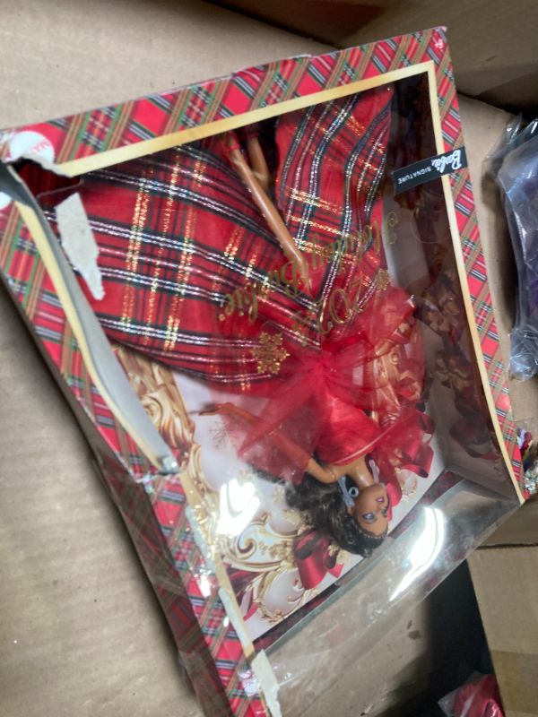 Photo 1 of Barbie Signature 2024 Holiday Doll with Light Brown Hair in Plaid Gown, Collectible Toy  