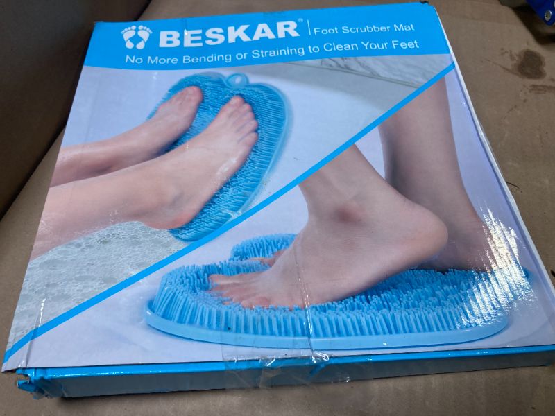 Photo 1 of BESKAR XL Large Foot Scrubber Mat for Use in Shower - Shower Foot Cleaner to Eliminate Calluses Dead Skin, Foot Massager Mat for Men & Women to Soothe Achy Feet, Non Slip Suction Cups