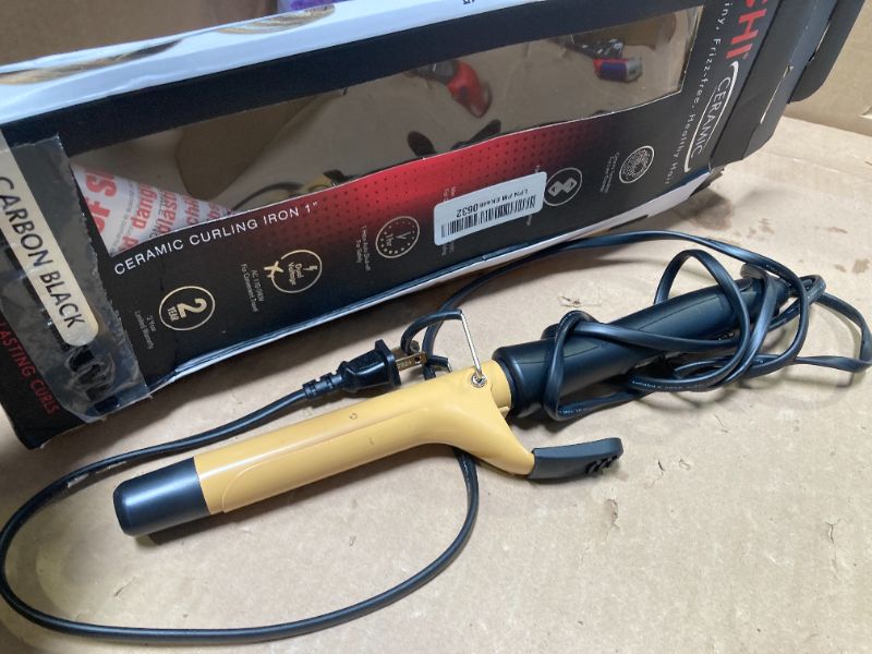 Photo 1 of CHI Ceramic Curling Iron, Hair Curler for Smooth & Shiny Curls, Adjustable Temperature & Automatic Shut-Off, 1" Barrel, Black