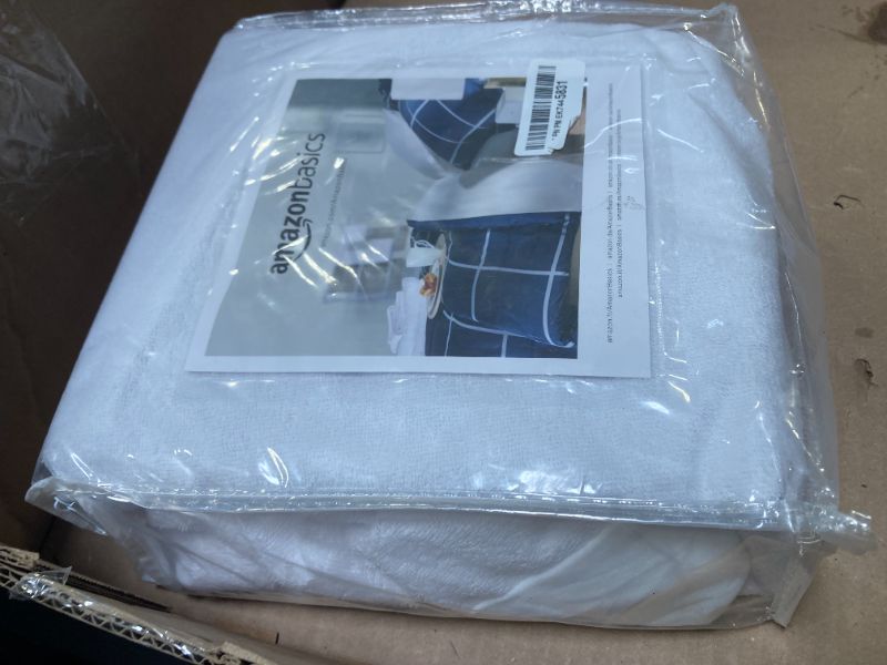 Photo 1 of Amazon Basics Waterproof 18 inch Mattress Protector Full Size, Breathable, Machine Washable, White